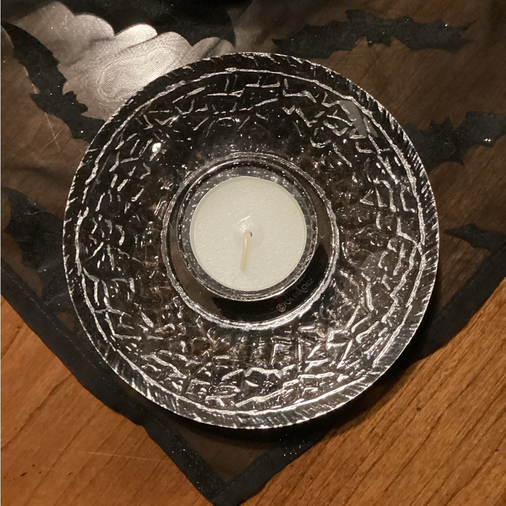 Orrefors lead crystal discus votive candle holder